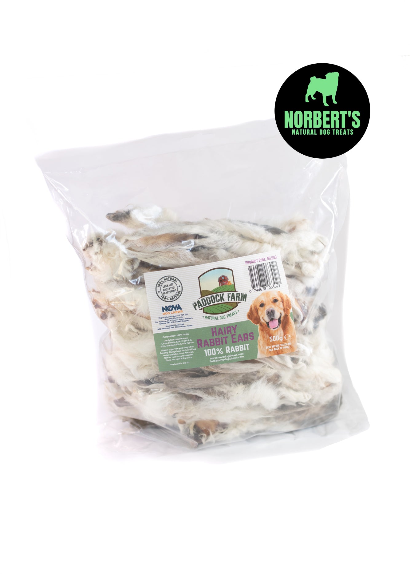 Rabbit Ears With Hair For Dogs - 500g image 0